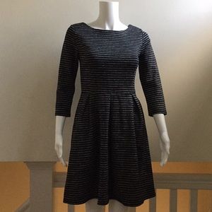 Grey Charcoal Black Stripe 3/4 Sleeve Dress